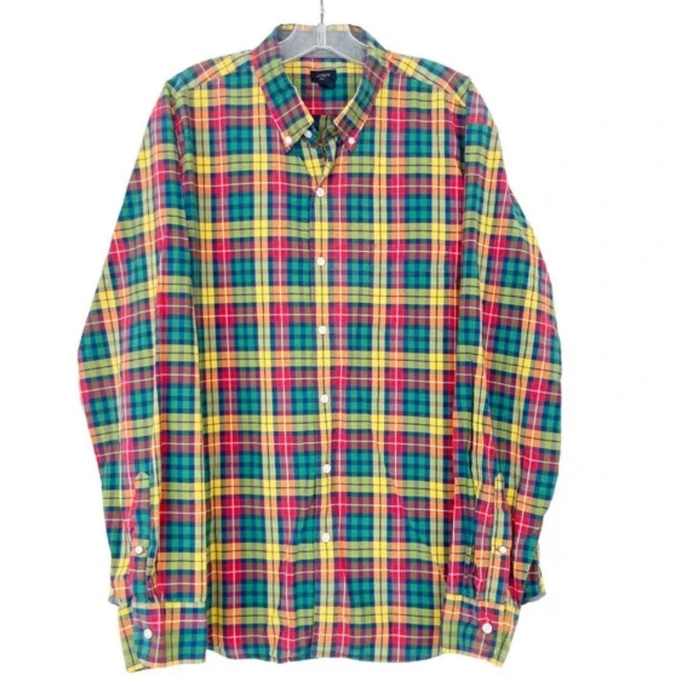 J. Crew Tartan Plaid Cotton Button Up Shirt - Men's Small